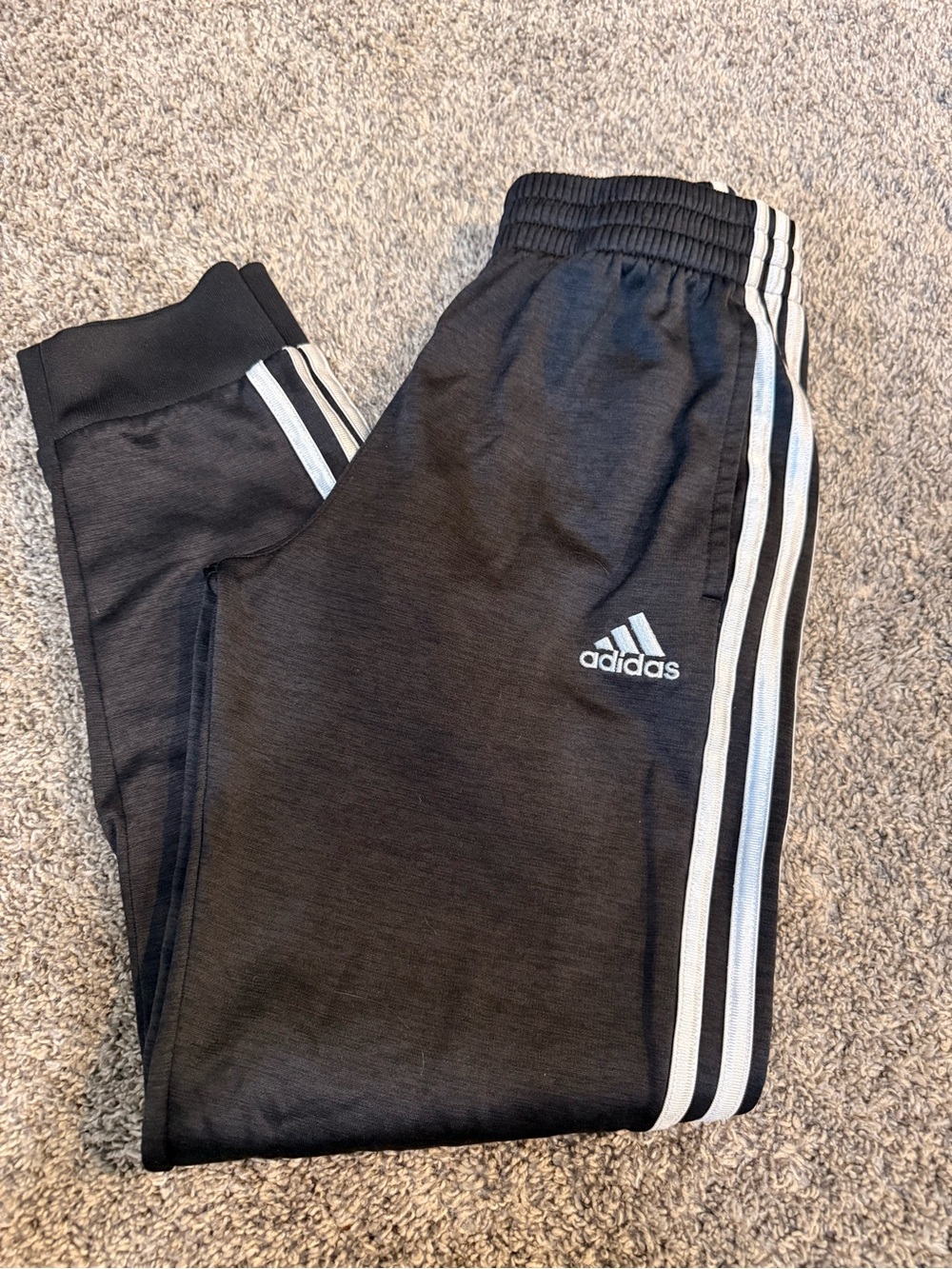 adidas Black Joggers with White 3‑Stripe
